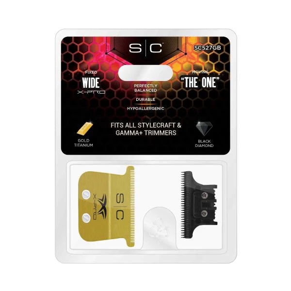 StyleCraft Fixed X-Pro GOLD Titanium Wide Trimer Blade With Black Diamond Carbon DLC Blades